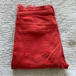 MOTHER Denim The Insider Crop Step Fray RED denim size 29